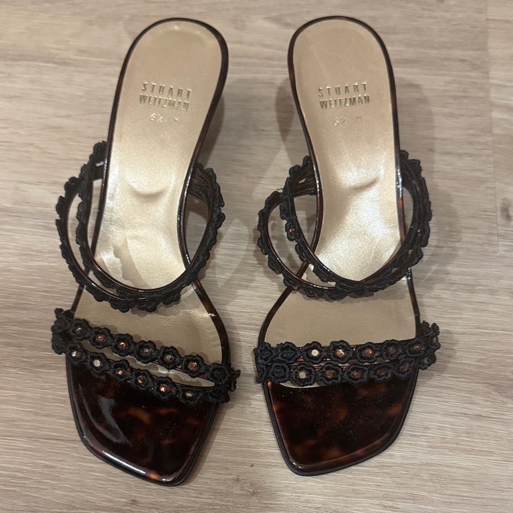 Stuart Weitzman Black Lace Evening Heels